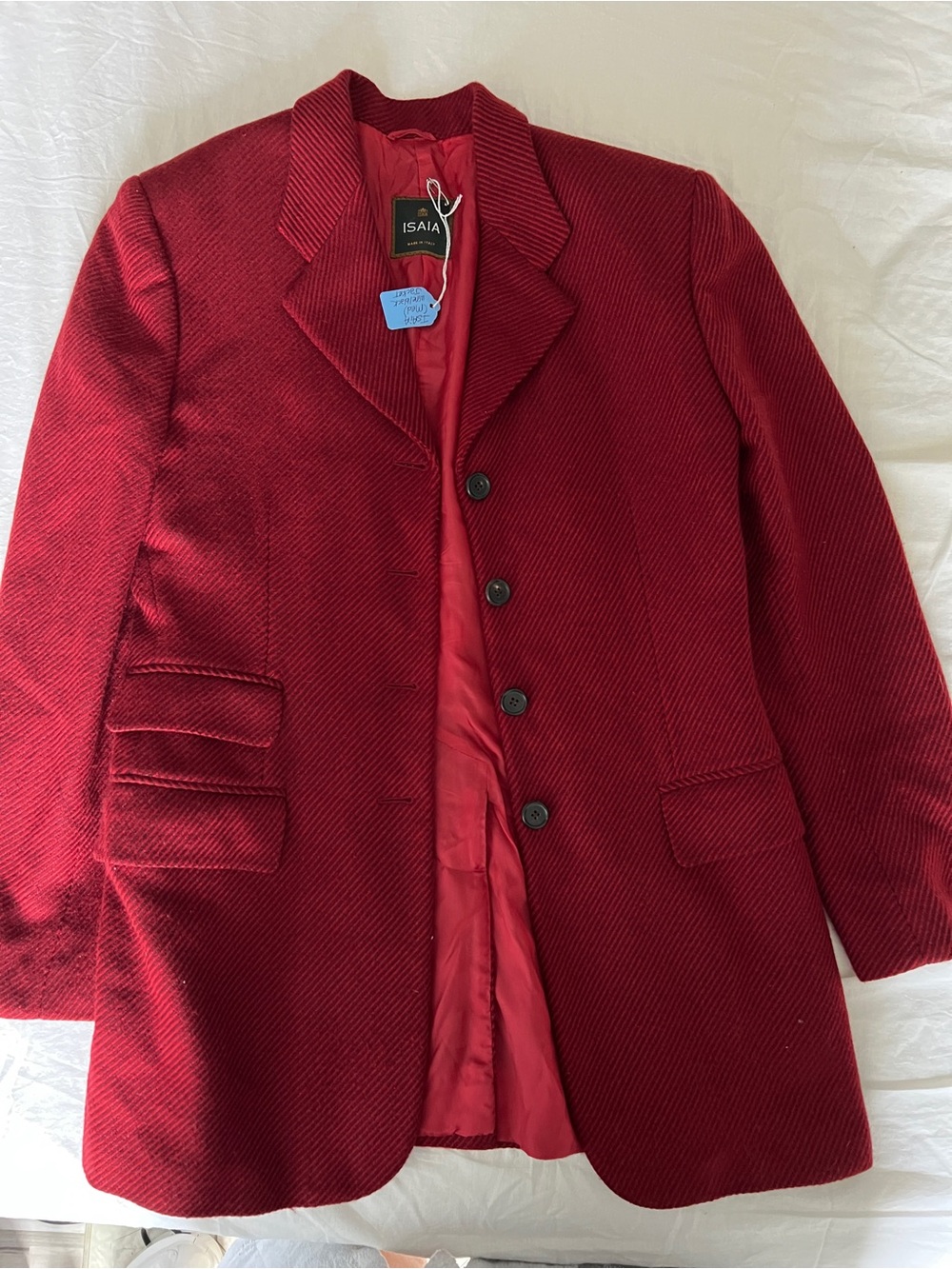 Isaia Men’s Deep Red Pea Coat